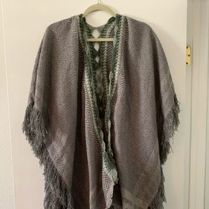 Anthropologie crochet Trim Poncho O/S